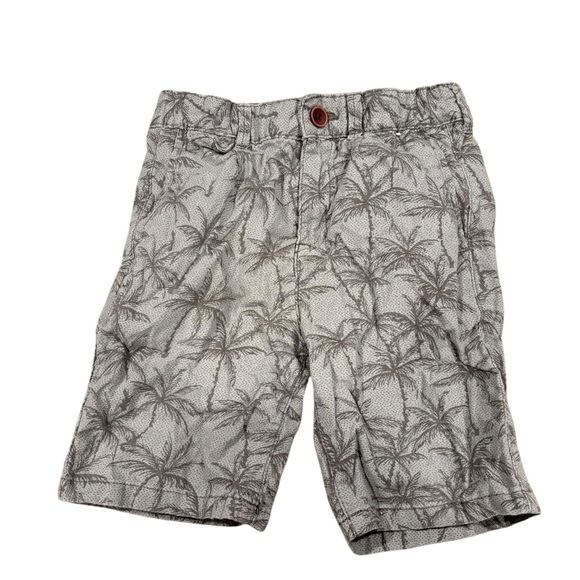 Regular Fit Linen Shorts Boys Tropical Palm Tree Printed Knee Length Size 7-8 - Picture 1 of 4